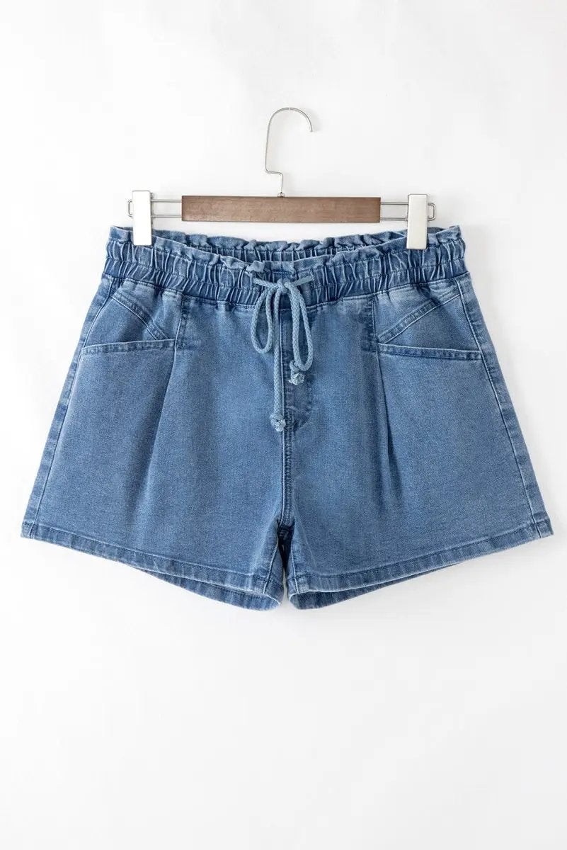 Ashleigh Blue Drawstring High Waist Casual Denim Shorts - Love Salve